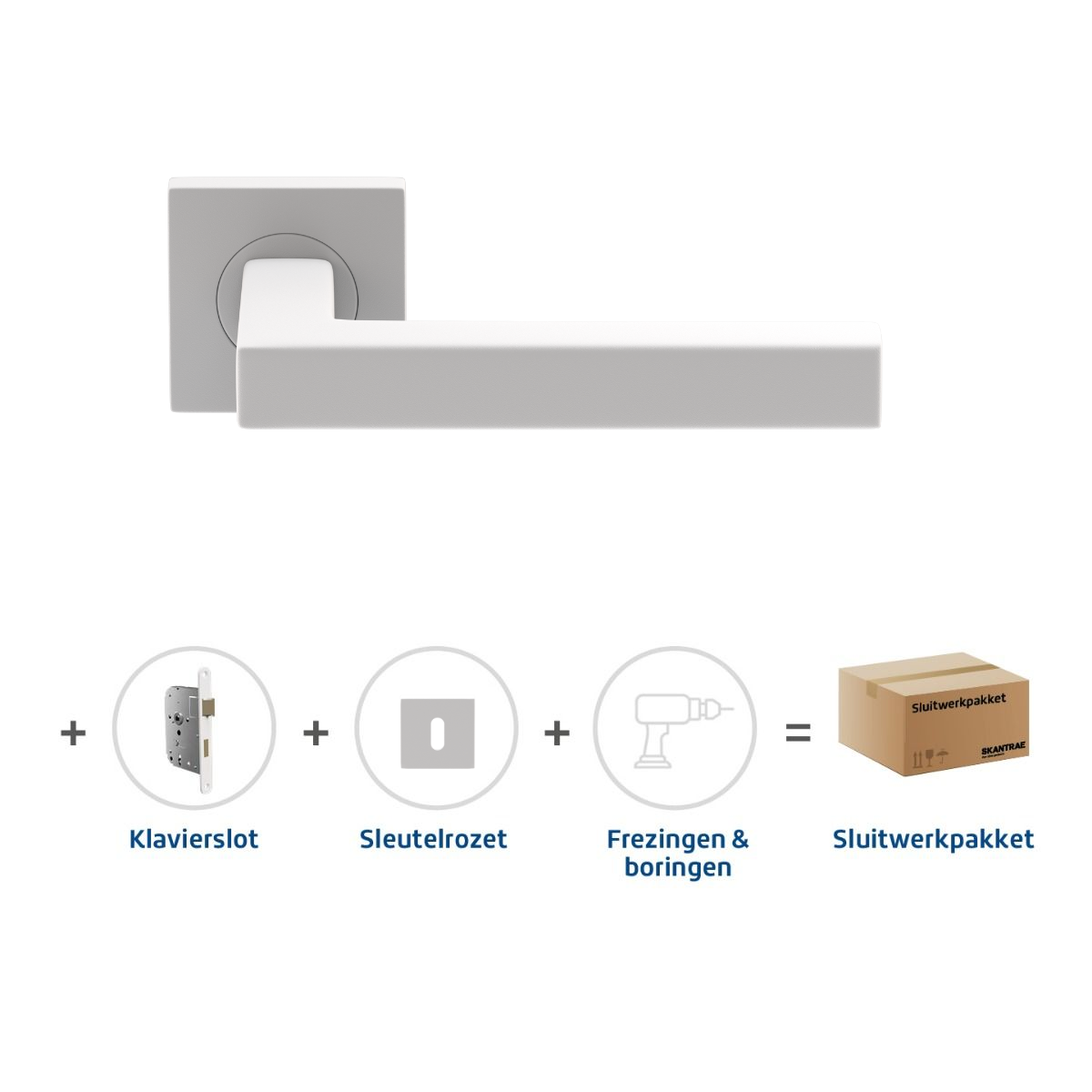 Sluitwerkpakketten met Deurkruk Squared 20 Regular Wit